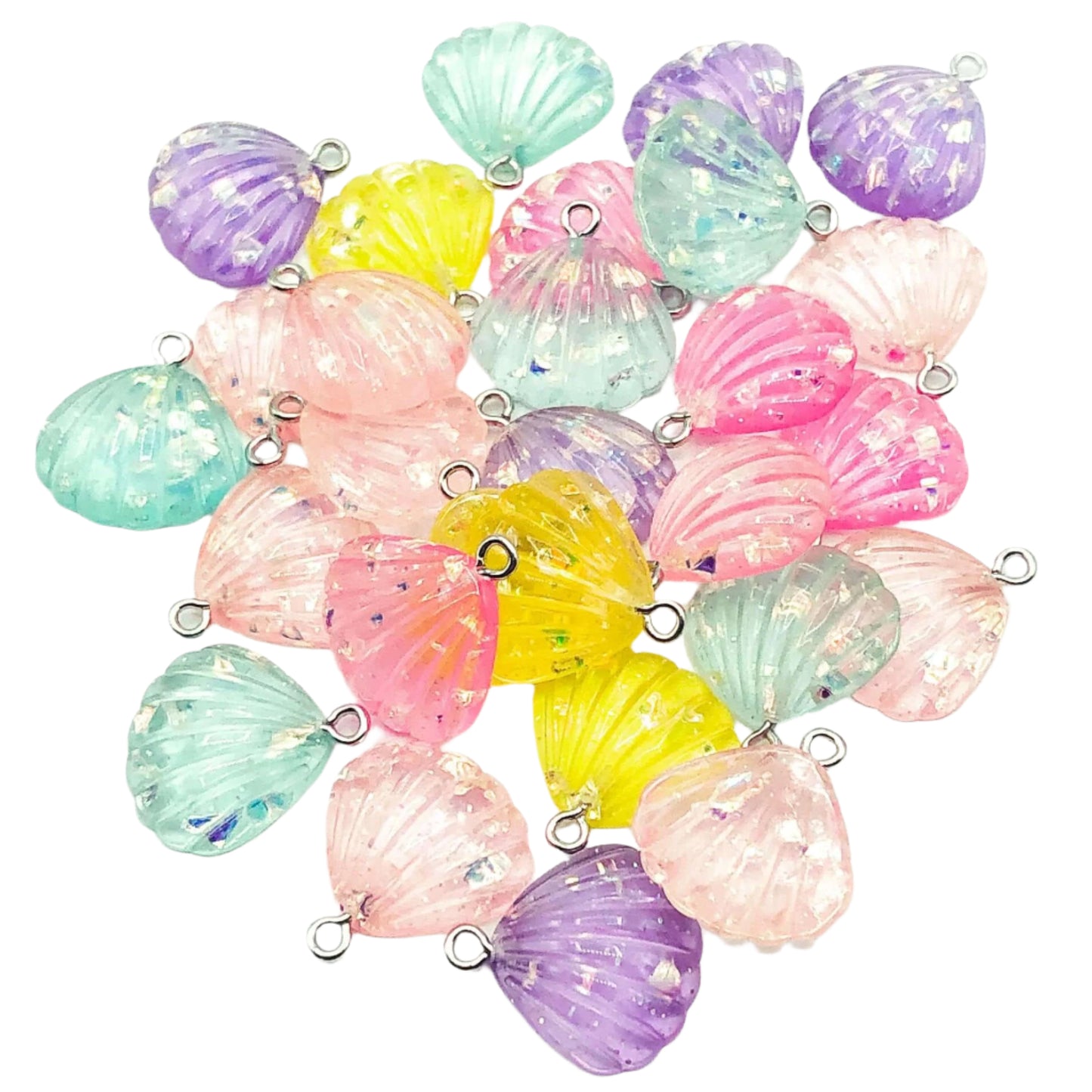 resin glitter shell shells cute kawaii charm charms glittery seashell seashells  sea uk craft supplies pink turquoise purple yellow