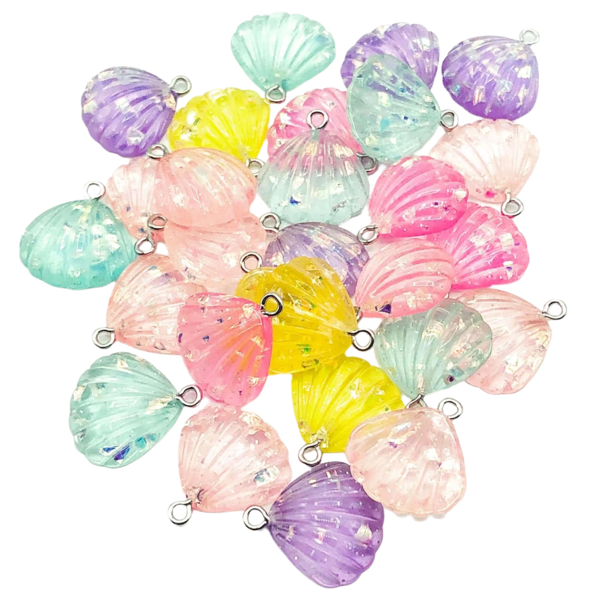resin glitter shell shells cute kawaii charm charms glittery seashell seashells  sea uk craft supplies pink turquoise purple yellow