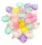 resin glitter shell shells cute kawaii charm charms glittery seashell seashells  sea uk craft supplies pink turquoise purple yellow