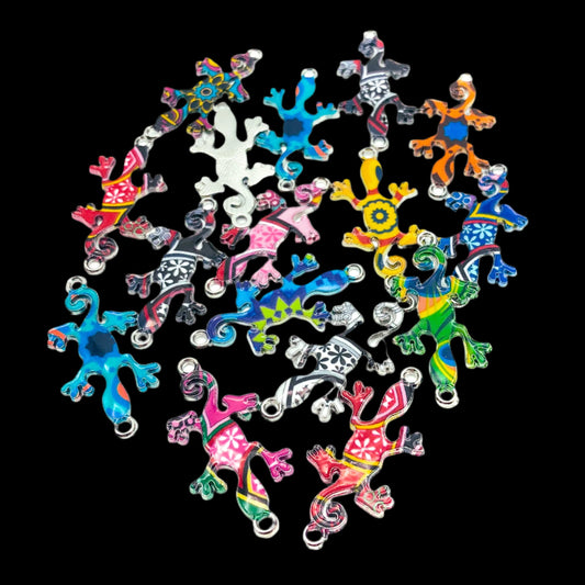 connector charm charms enamel silver tone metal lizard gecko lizards uk cute craft supplies kawaii