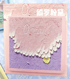 oil painting art design sticky memo pad note notes floral water waves mountains ocean uk cute kawaii stationery pink lilac purple sea cherry blossom flowers flower