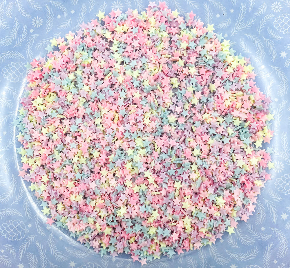 glow in the dark star sprinkle sprinkles stars pastel colours pretty bright green yellow fimo uk cute kawaii craft supplies bundle bundles