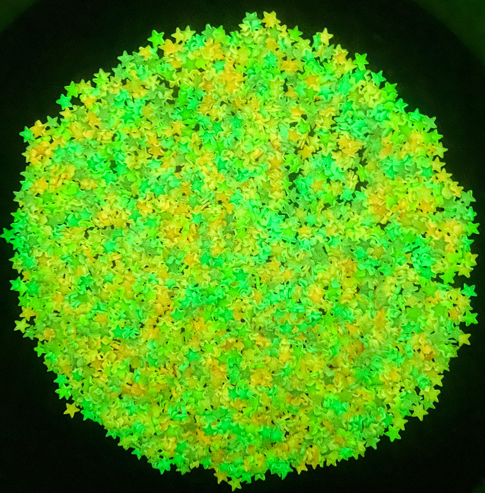 glow in the dark star sprinkle sprinkles stars pastel colours pretty bright green yellow fimo uk cute kawaii craft supplies bundle bundles