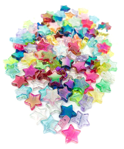 Bright Rainbow Iridescent Star Beads 10mm x 25