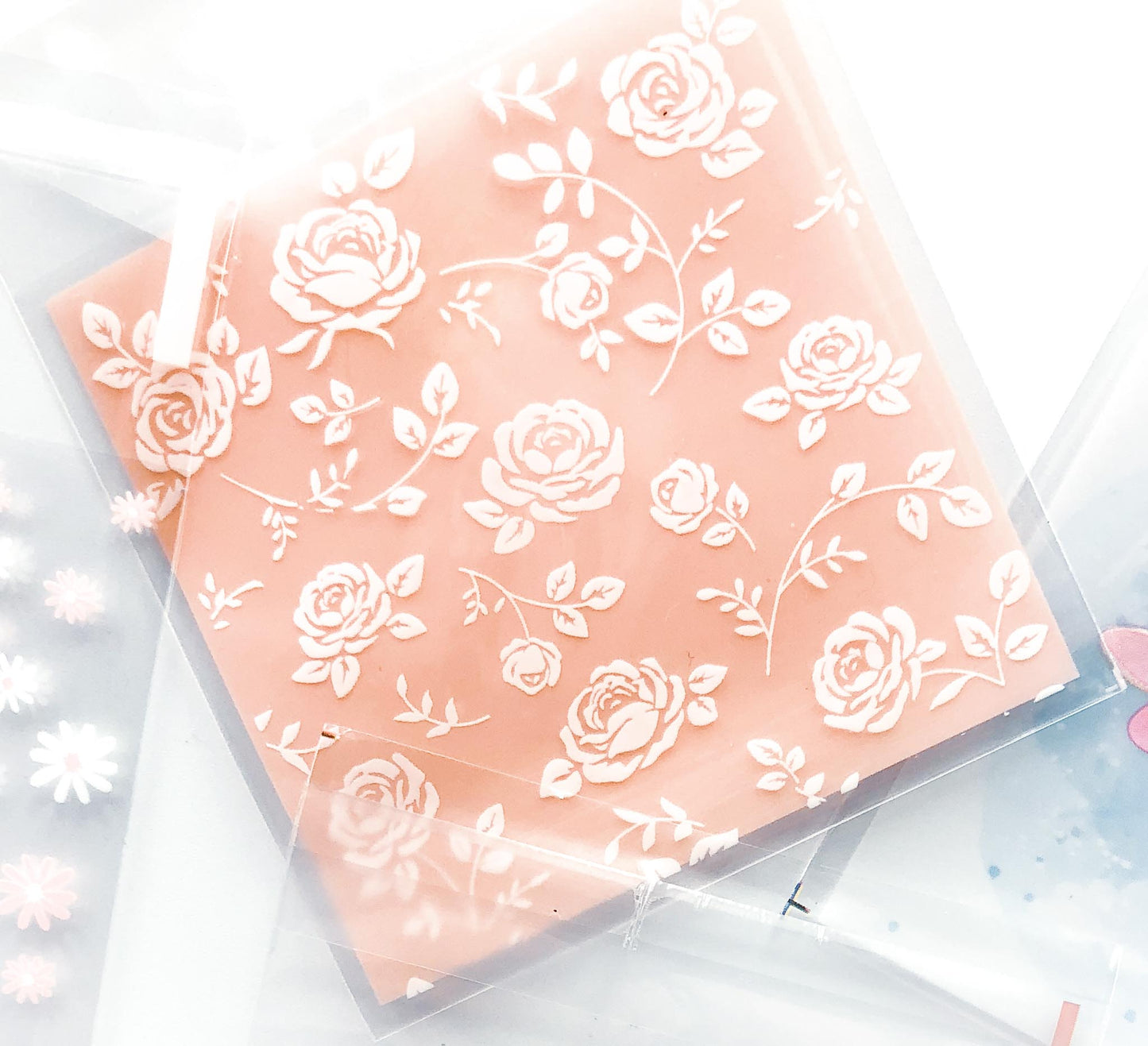 pink and pretty floral spring cello cellophane bag bags clear printed packaging supplies cat cats bunny rabbit rabbits easter rose cherry blossom uk