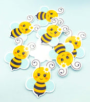 happy yellow bumblebee bee bees acrylic fb flatback flat back planar resin uk craft supplies kawaii cute daisy yellow black and blue wings pretty embellishment