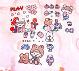 plastic stickers sticker clear pink kawaii cute uk gifts stationery animal animals girl girls bear bears pig pigs rabbit rabbits christmas sets packs sheet sheets