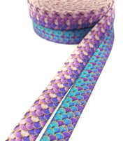 mermaid scale scales elastic foe ribbon ribbons elastics fold over stretch uk cute kawaii craft supplies mermaids purple blue turquoise