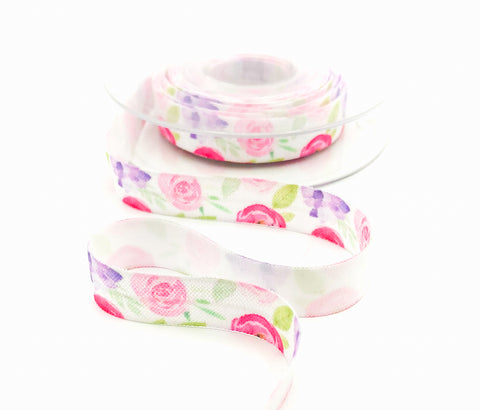 elastic pink and purple lilac rose roses floral ribbon foe ribbons cute kawaii elastic uk craft supplies 15mm