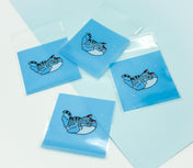 light blue pretty cellophane bags cello bag sleepy cat cats whale whales kitten small packaging supplies uk cute kawaii
