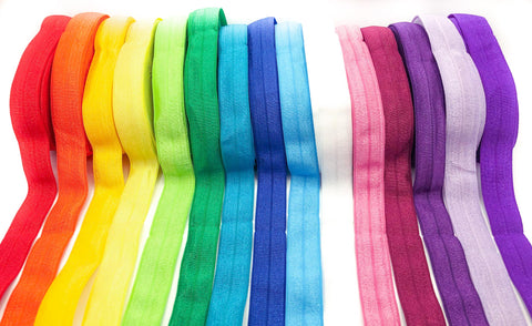 wide 20mm 2cm elastic ribbon ribbons stretch fold over foe plain solid colour colours uk cute kawaii craft supplies