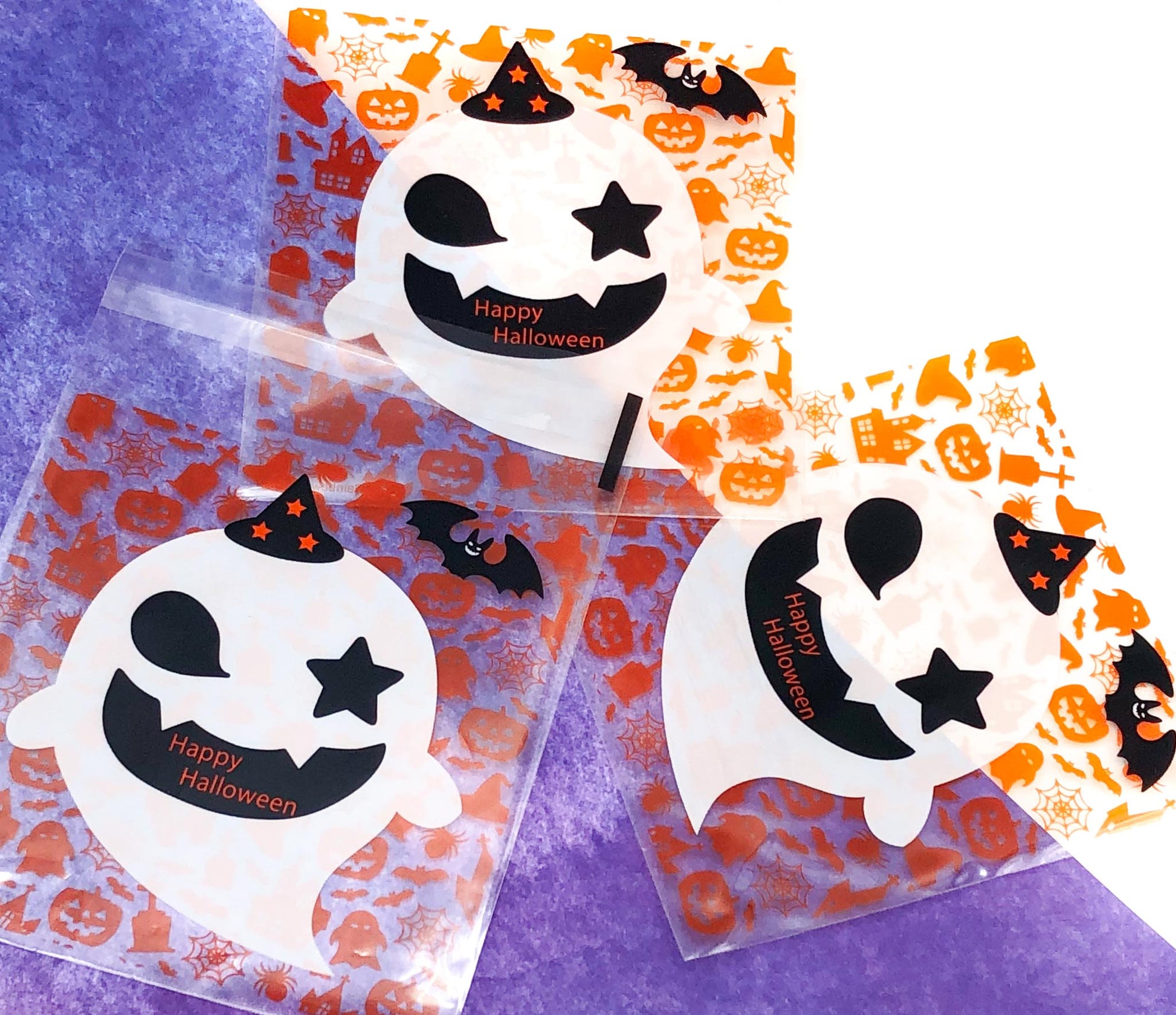 happy halloween large cello cellophane plastic bag treat bags packing packaging materials uk