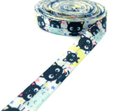 kawaii black cat cats cute kittens elastic fold over elastics foe ribbon ribbons uk craft supplies yard 