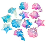 glitter resin ocean sea creatures charm charms pendant pendants dolphin fish shell shells starfish uk cute kawaii craft supplies