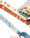 christmas boxed washi tape festive roll red blue snowman squirrel elf uk cute kawaii stationery 5m