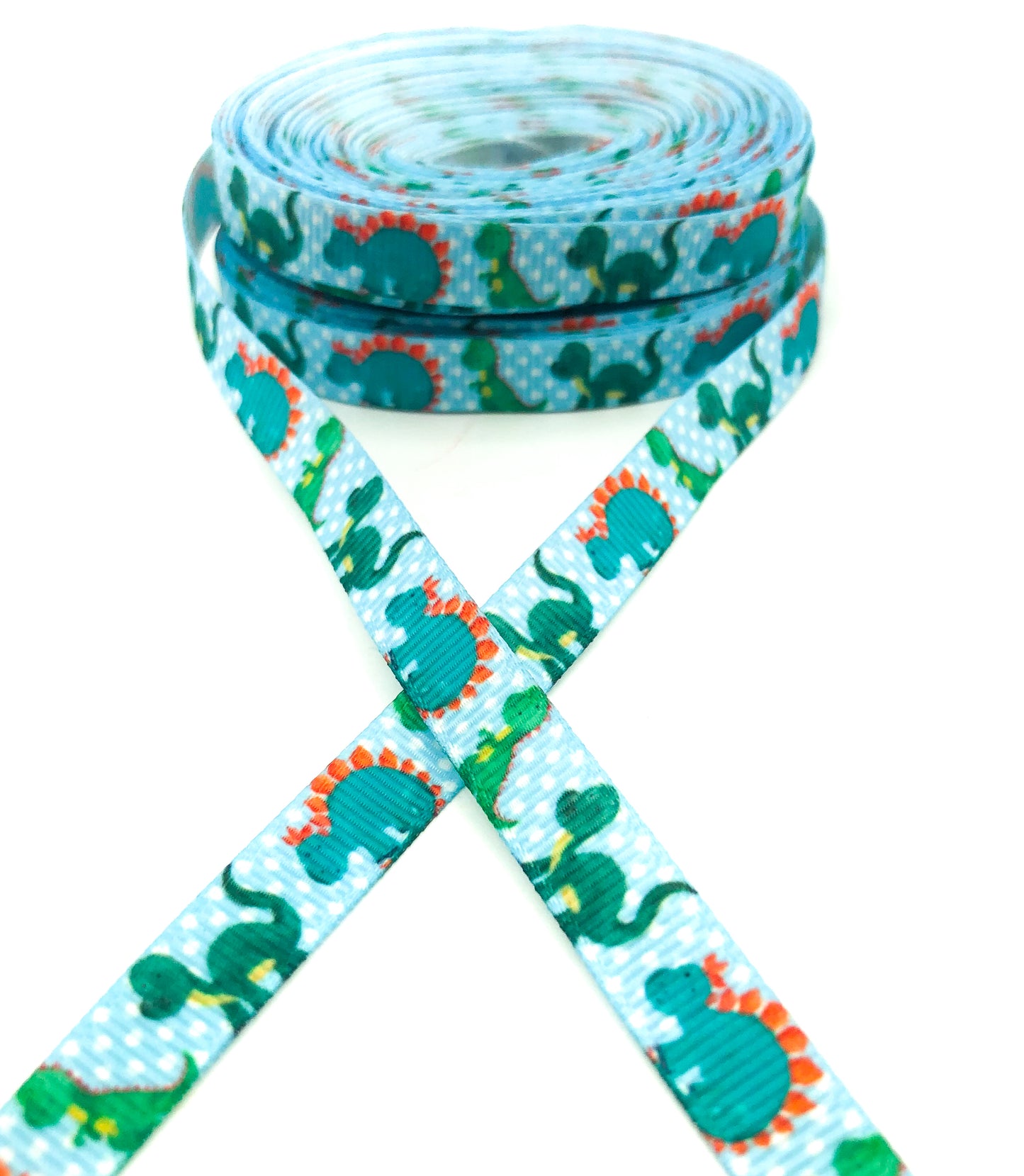 narrow 10mm dinosaur dino dinosaurs ribbon grosgrain ribbons uk cute kawaii craft supplies blue green