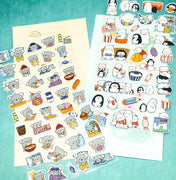 koala penguin polar bear bears flat clear plastic cute kawaii sticker stickers pack packs uk stationery penguins koalas