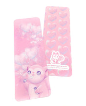 exclusive handmade art bookmark bookmarks recycled eco card cardboard pink pretty pastel blowing bubbles heart hearts valentine love romantic  squirrel squirrels uk cute kawaii stationery hand made
