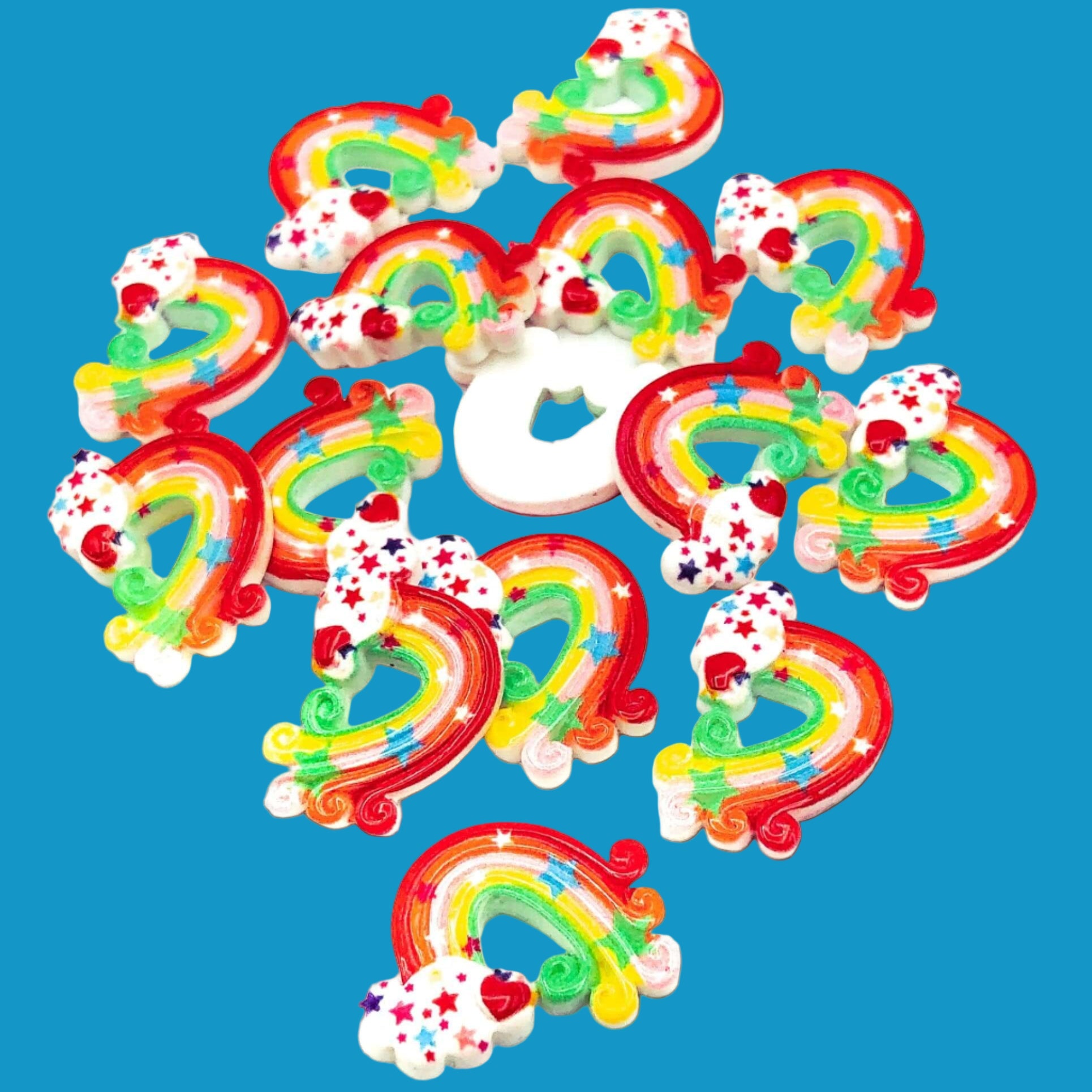 resin rainbow fb flatback flat back rainbows cloud clouds cute kawaii cabochon heart hearts star stars uk craft supplies shop store resins flatbacks