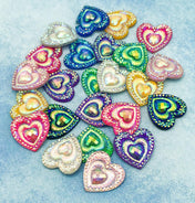 glitter heart hearts acrylic resin fb flatback flat backs embellishments large fb uk cute kawaii craft supplies