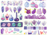 sheet of washi strips paper strip translucent purple kawaii theme cute stationery uk lilac animal koala fruit crystals 