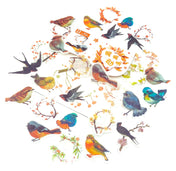 translucent sticker flakes pack of 40 stickers wild bird birds foliage wreath berries berry uk cute stationery