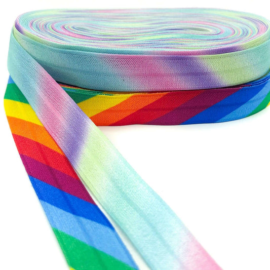 bright or pastel rainbow stripe stripes striped elastic foe elastics ribbon diagonal ribbons uk cute kawaii craft supplies