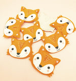 cute kawaii fox face foxes sew glue on applique patch brown pink smiling pretty animal patches embellishment uk craft supplies pink padded stitched
