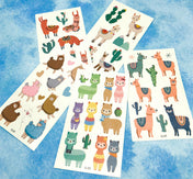 llama alpaca temporary tattoo tattoos sheet cute kawaii kids kid gift gifts stocking fillers uk alpacas llamas stickers