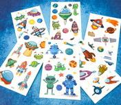 outer space alien aliens galaxy temporary tattoo tattoos sheet for kid kids child gift gifts stocking filler uk
