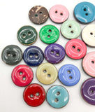 handmade enamel enamelled coconut wood button buttons wooden uk special glossy round 15mm 17mm 25mm quality craft supplies individual single bright colour hand made