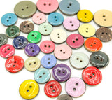 handmade enamel enamelled coconut wood button buttons wooden uk special glossy round 15mm 17mm 25mm quality craft supplies individual single bright colour hand made