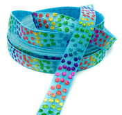 polka dot foil foiled elastic turquoise rainbow dots foe elastics ribbons