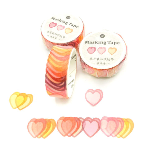 warm colours romantic heart hearts sticker stickers washi cut outs tape red pink yellow orange uk cute kawaii stationery valentine valentine's day roll 100