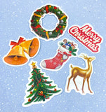 christmas laptop sticker stickers holo holographic laser lazer snowflake snowflakes glossy big large gift gifts uk cute kawaii santa snowman gingerbread house men reindeer bell car tree gnome pack packs set