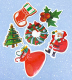 christmas laptop sticker stickers holo holographic laser lazer snowflake snowflakes glossy big large gift gifts uk cute kawaii santa snowman gingerbread house men reindeer bell car tree gnome pack packs set