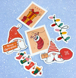 christmas laptop sticker stickers holo holographic laser lazer snowflake snowflakes glossy big large gift gifts uk cute kawaii santa snowman gingerbread house men reindeer bell car tree gnome pack packs set