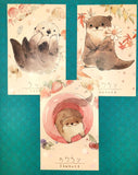 animal kawaii postcard trio pack of 3 postcards otter otters