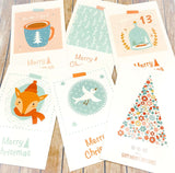 retro vintage style christmas postcard postcards post card cards uk cute kawaii stationery gifts bundle bundles fox snow globe tree bear
