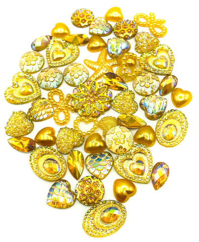 gold golden bundle of acrylic fb flat back embellishments bundles craft supplies uk kawaii acrylic flat backs fbs