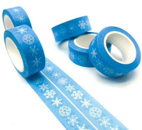 white snowflakes snowflake on light pale blue 10m washi tape christmas snow flake flakes uk cute kawaii tapes stationery