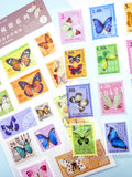 butterfly stamp stamps sticker stickers sheet pack of 2 sheets cute kawaii uk colourful washi paper clear plastic stationery butterflies