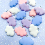 cloud resin charm charms pink blue lilac purple silver tone metal hook cute kawaii uk craft supplies
