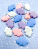 cloud resin charm charms pink blue lilac purple silver tone metal hook cute kawaii uk craft supplies