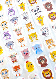 Kids Animals Round Stickers 25mm-Mixed Set 10/20