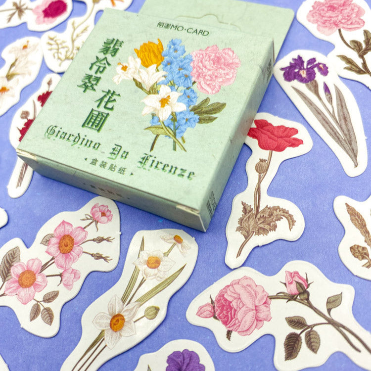 spring flower flowers floral blossom garden wild plant plants mini sticker flake flakes stickers box of 46 cute kawaii uk stationery pretty nature