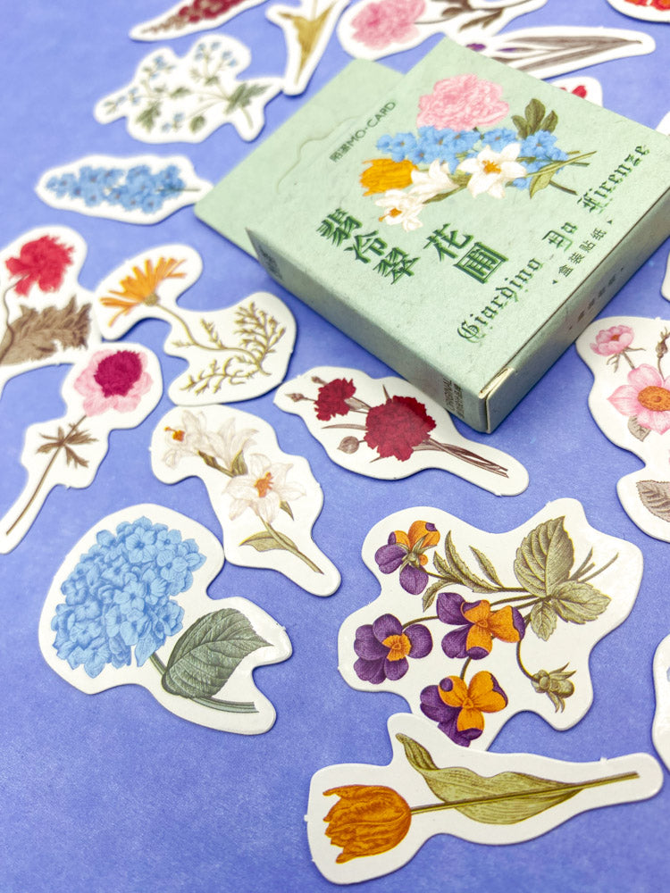 spring flower flowers floral blossom garden wild plant plants mini sticker flake flakes stickers box of 46 cute kawaii uk stationery pretty nature 
