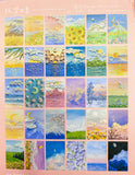 oil painting style postcard postcards card cards cute kawaii art stationery individual set floral flower flowers mountain sea ocean paintings texture pretty blossom sky clouds