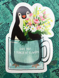 cute penguin and pink flowers in mug cute teacup postcard post card cards uk kawaii stationery store pretty animal animals