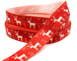 red scandi scandinavian style nordic deer reindeer elastic foe ribbon elastics cute kawaii craft supplies uk 16mm ribbons